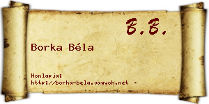 Borka Béla névjegykártya